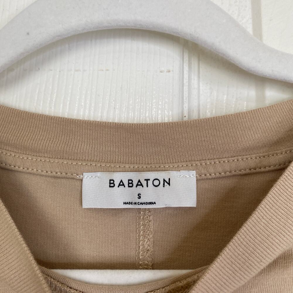 ARITZIA Babaton Shoulder Pad Cotton Mini Dress Olive Beige Size Small Minimalist - Picture 6 of 8